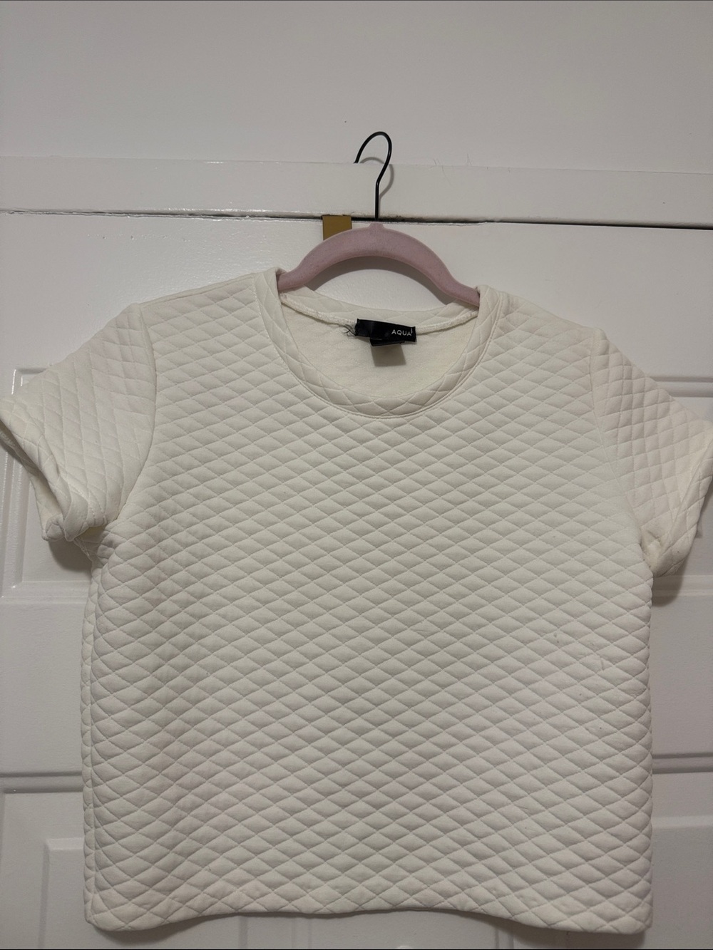 Aqua Cream Quilted Short Sleeve Tee